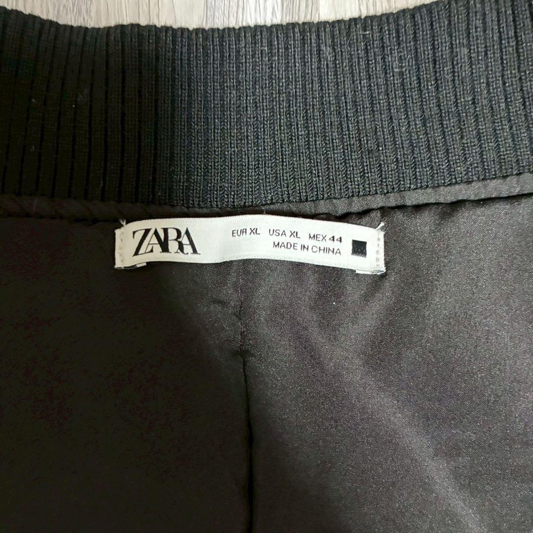 ZARA ザラ MA-1 ビニールエフェクトボンバージャケット ブラック XL