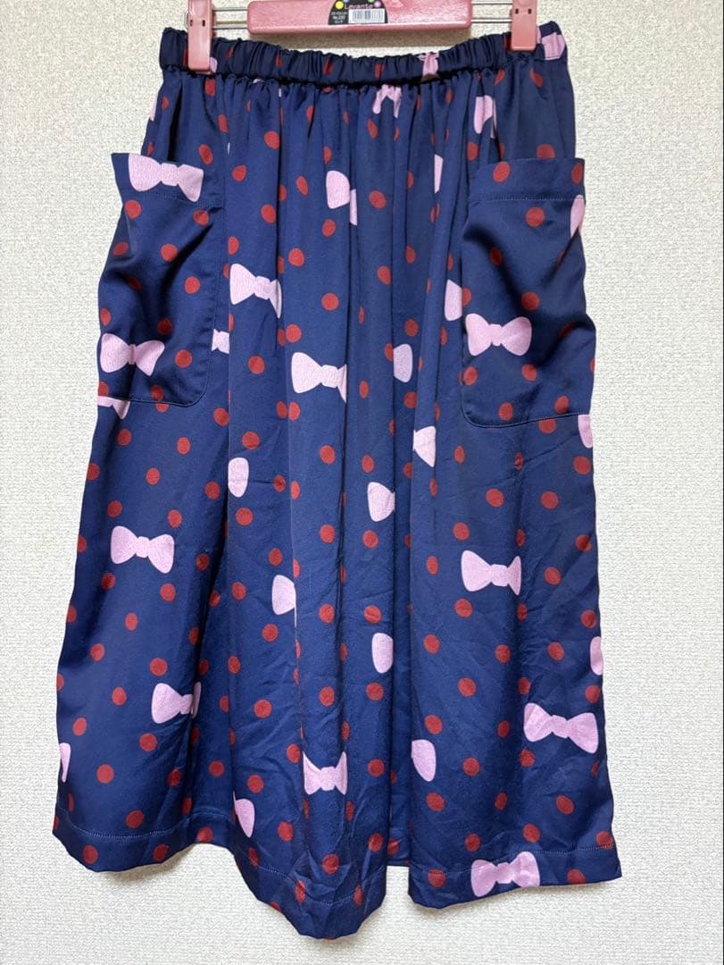 美品　コムデギャルソンガール　リボンドットガラスフレアスカート