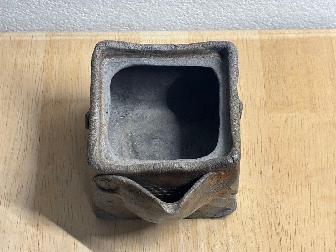 72.備前焼 宝瓶 登り窯 かに カニ 蟹 4角 手びねり 急須