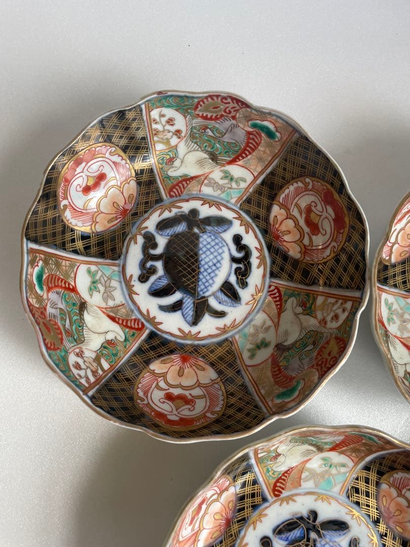 古伊万里 金蘭手柘榴図 なます皿五客　お皿/鉢/ 深鉢/アンティーク　40