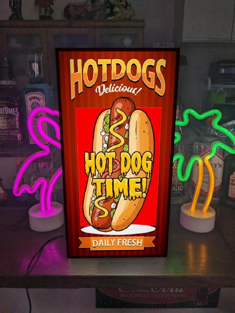 【Lサイズ】ホットドック サンドイッチ 看板 置物 アメリカン雑貨 ライトBOX