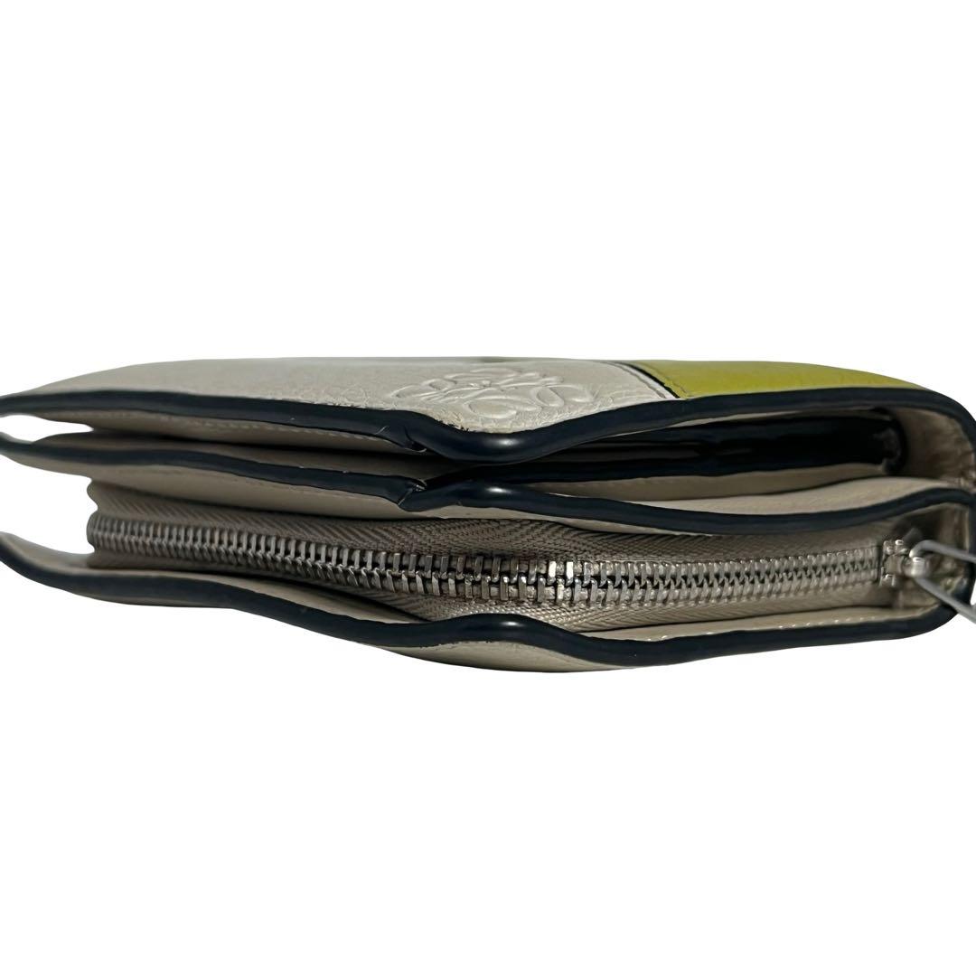 希少✨ロエベ 二つ折り財布 パズル レザー アナグラム ロゴ型押し バイカラー