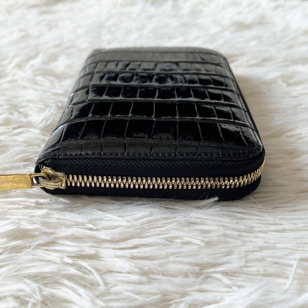 未使用級✨池田工芸　JRA クロコダイル　ポロサス　ゴールドパイソン　長財布　黒