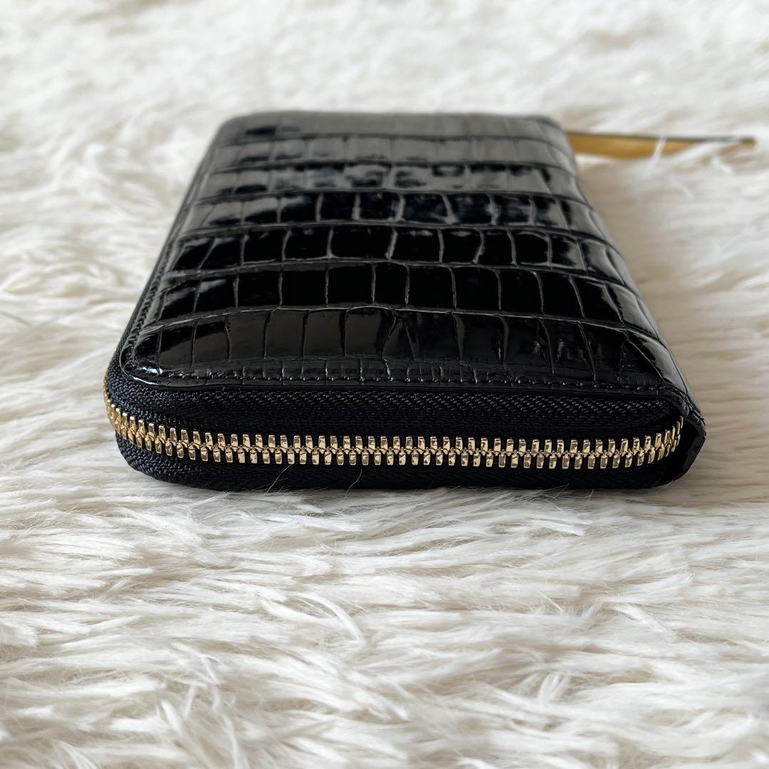 未使用級✨池田工芸　JRA クロコダイル　ポロサス　ゴールドパイソン　長財布　黒