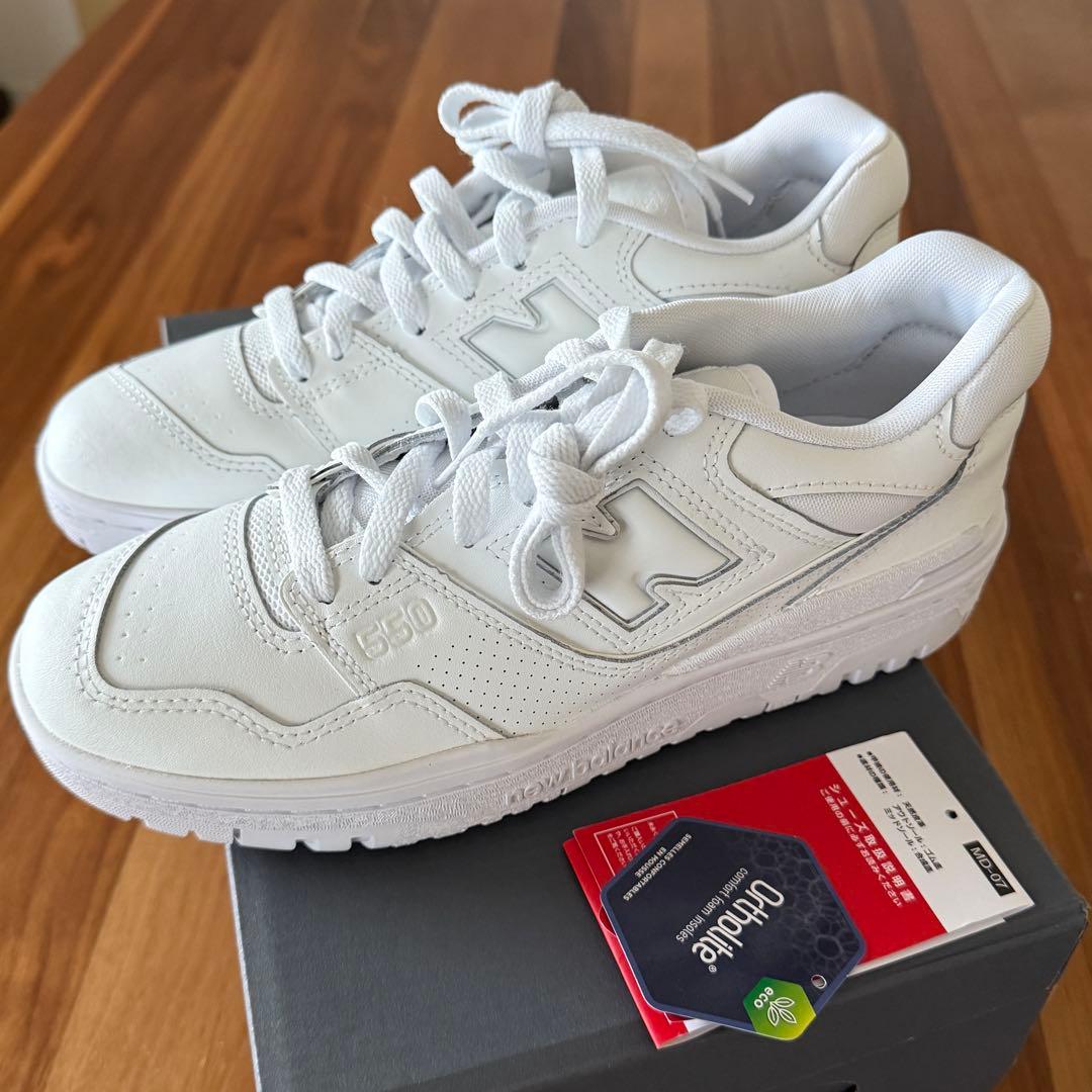 New Balance ホワイトスニーカー BB550 WWW 24.5cm D