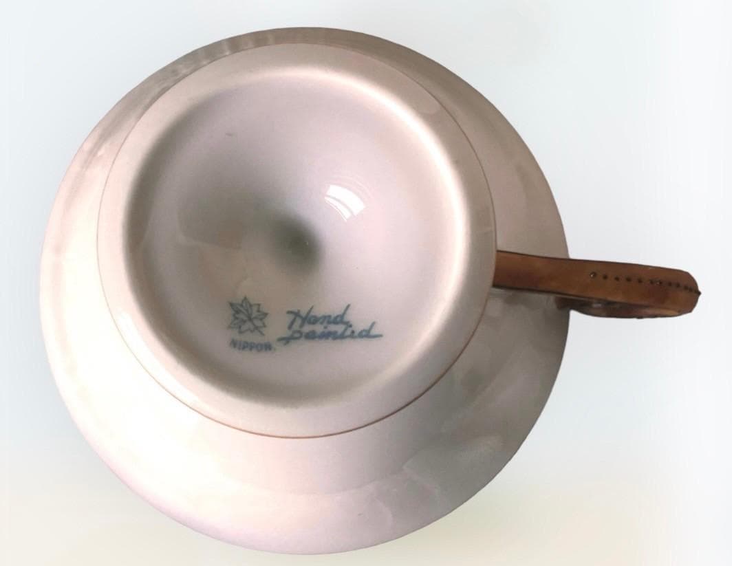 【オールドノリタケ】アンティーク！メープルリーフ刻印！手描き風景C&S1️⃣