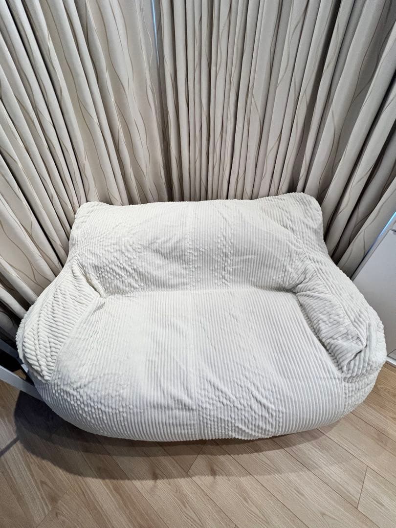 【LOOSY 2人掛けビーズソファ Ivory】＋ビーズオットマンカバー