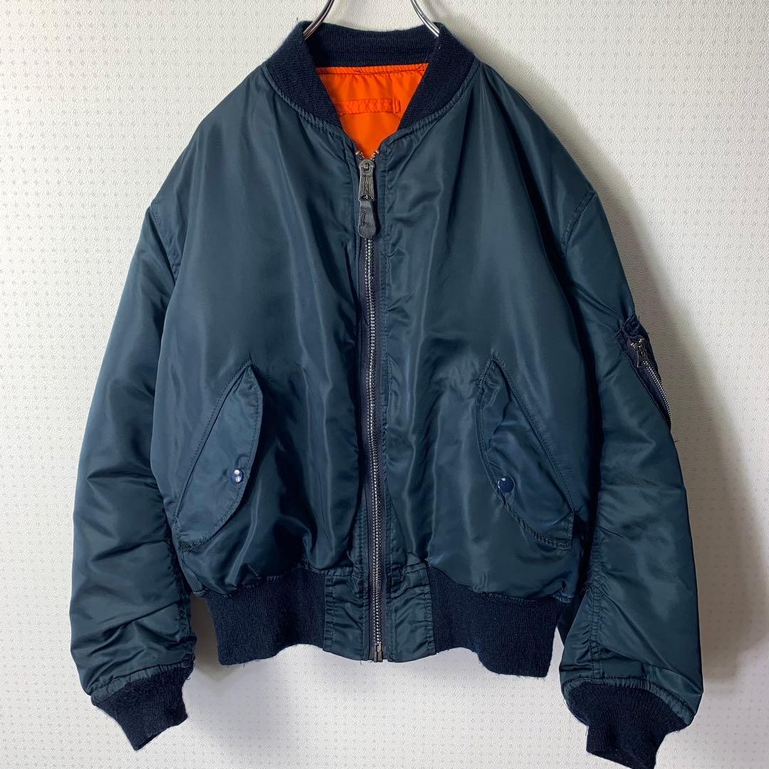 80s USA製 alpha MA-1 フライトジャケット リバーシブル 紺