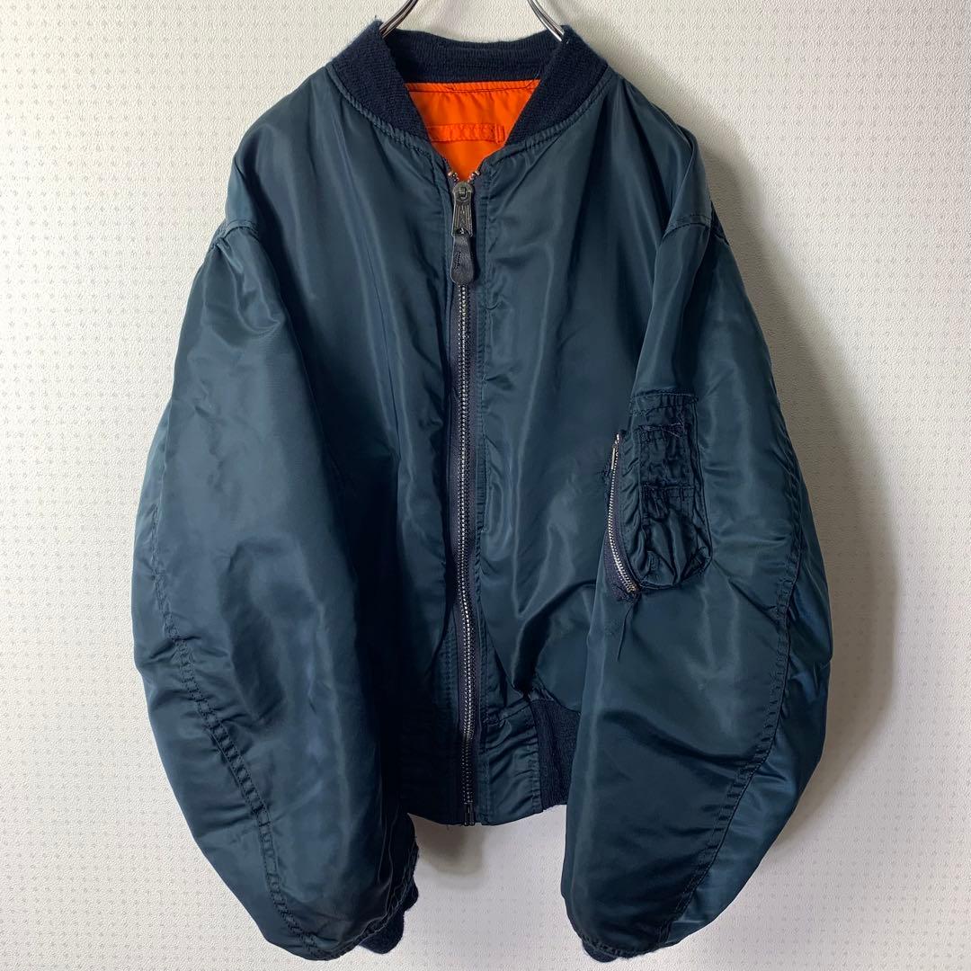 80s USA製 alpha MA-1 フライトジャケット リバーシブル 紺