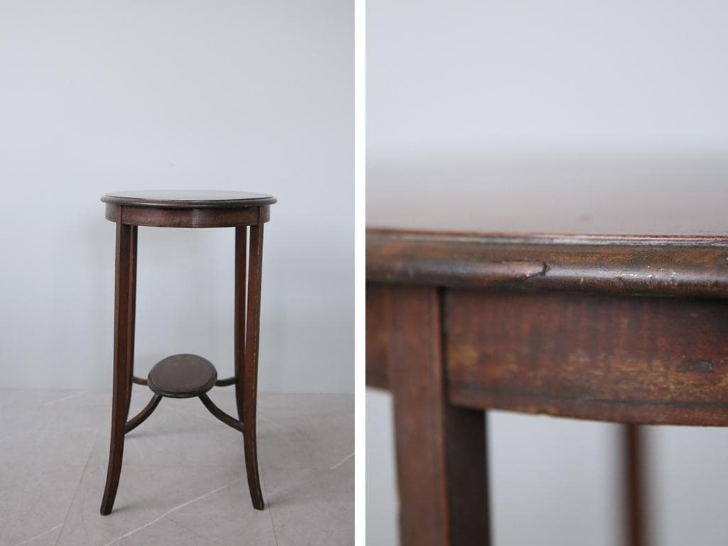 英国アンティーク木製サイドテーブル/オケージョナル机/飾り棚/花台(88-200