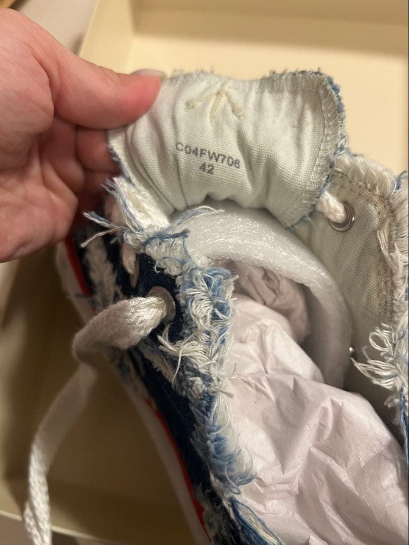 【値下げ】ミハラヤスヒロ×ナイジェルケーボン/デニム フリンジスニーカー