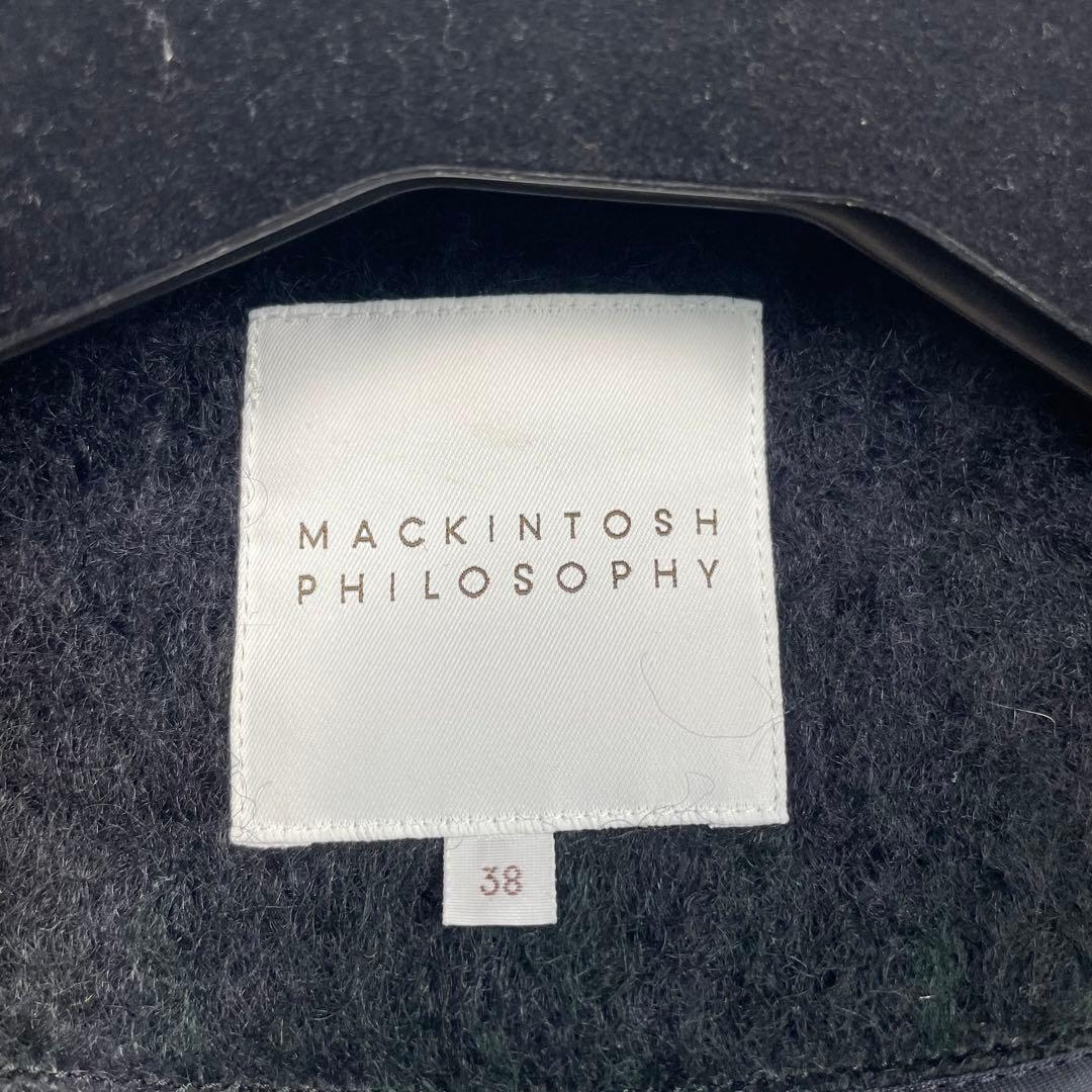 マッキントッシュ シャギーコート モヘヤ混 チェック 金ボタン