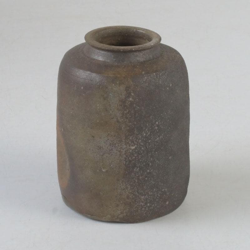 茶道具　備前焼　伊勢崎紳作　肩衝茶入　仕覆二点付　共箱　C　9774