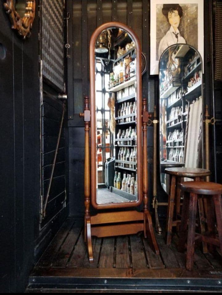 カリモク　コロニアル　クラシック　ラウンド　スタンド　ミラー　姿見