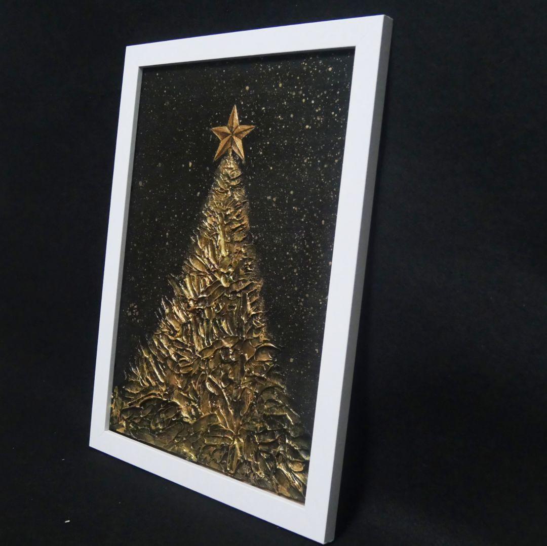 油絵 油彩 油彩画 絵画【黄金クリスマスツリー】