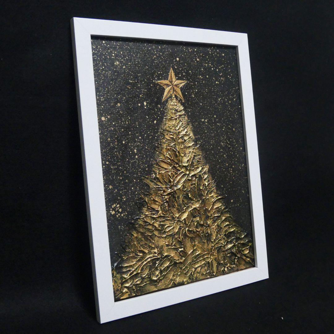 油絵 油彩 油彩画 絵画【黄金クリスマスツリー】