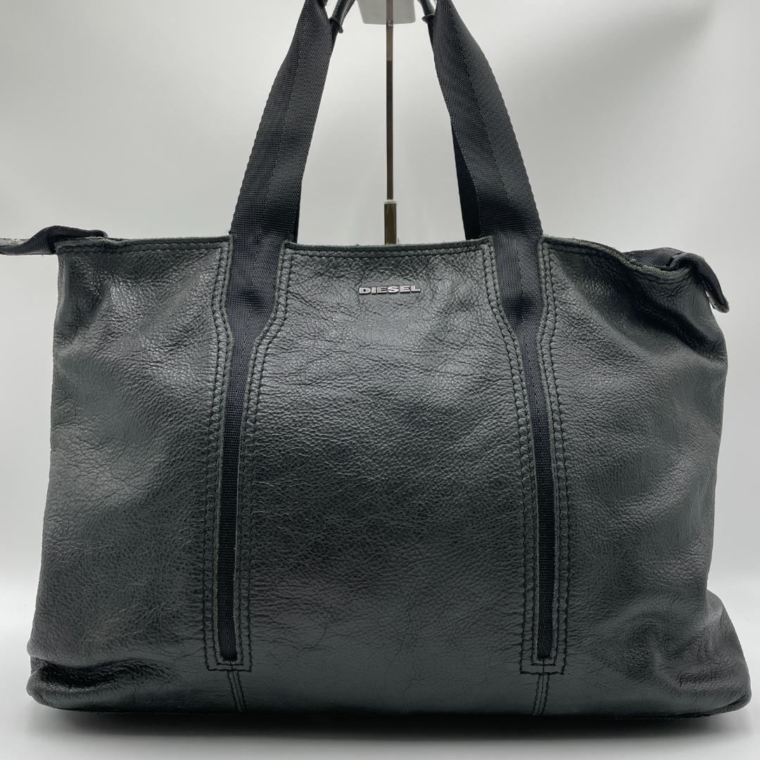 良品 DIESEL トートバッグ レザー ブラック