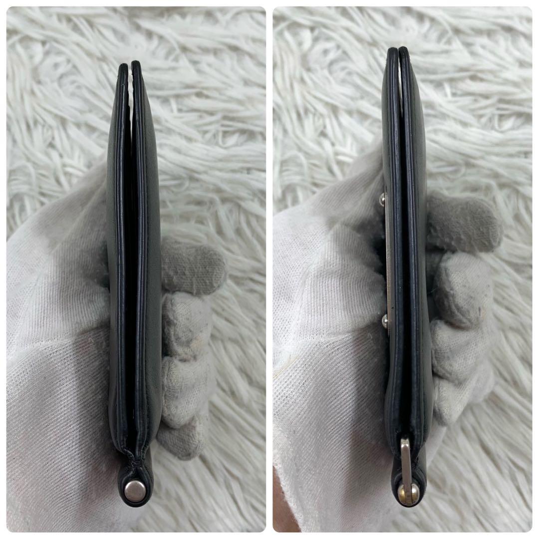 【✨極美品✨】 サンローラン マネークリップ シルバーロゴ レザー ブラック