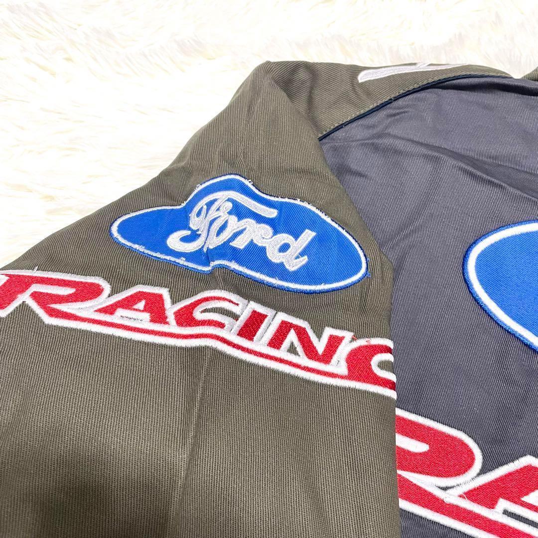 JH DESIGN レーシングジャケット　フォード　グレー/カーキ　サイズL