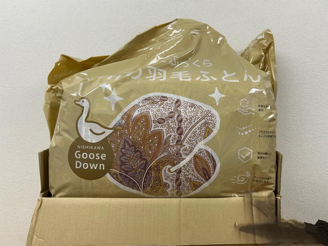 【新品】西川 羽毛布団 シングル グレーグース93% 日本製 1.2kg 厚手