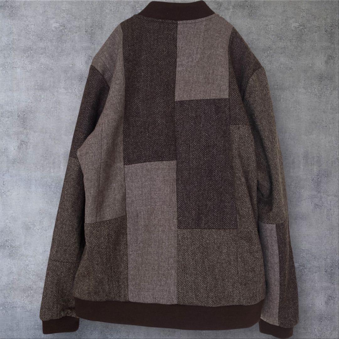 【新品タグ付】ハリスツイード ダービージャケット パッチワーク ブラウンミックス