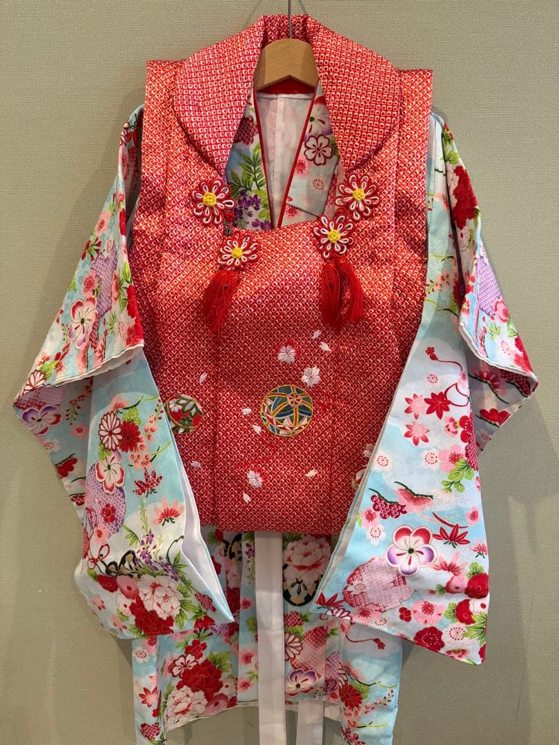 七五三用着物セット（赤・青・花柄）