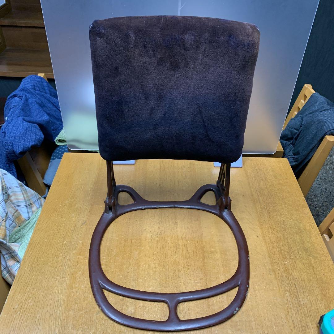 アンティーク座椅子、昭和初期、かすりの座布団付き