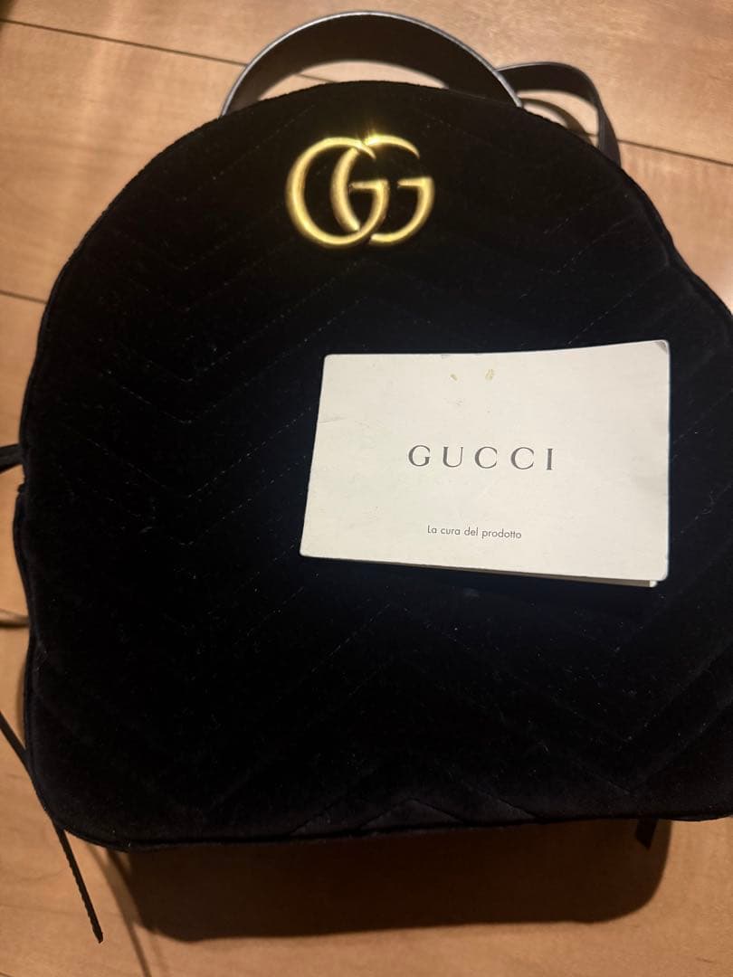 1日限定SALE▷GUCCI GGマーモント ベルベットリュック ブラック