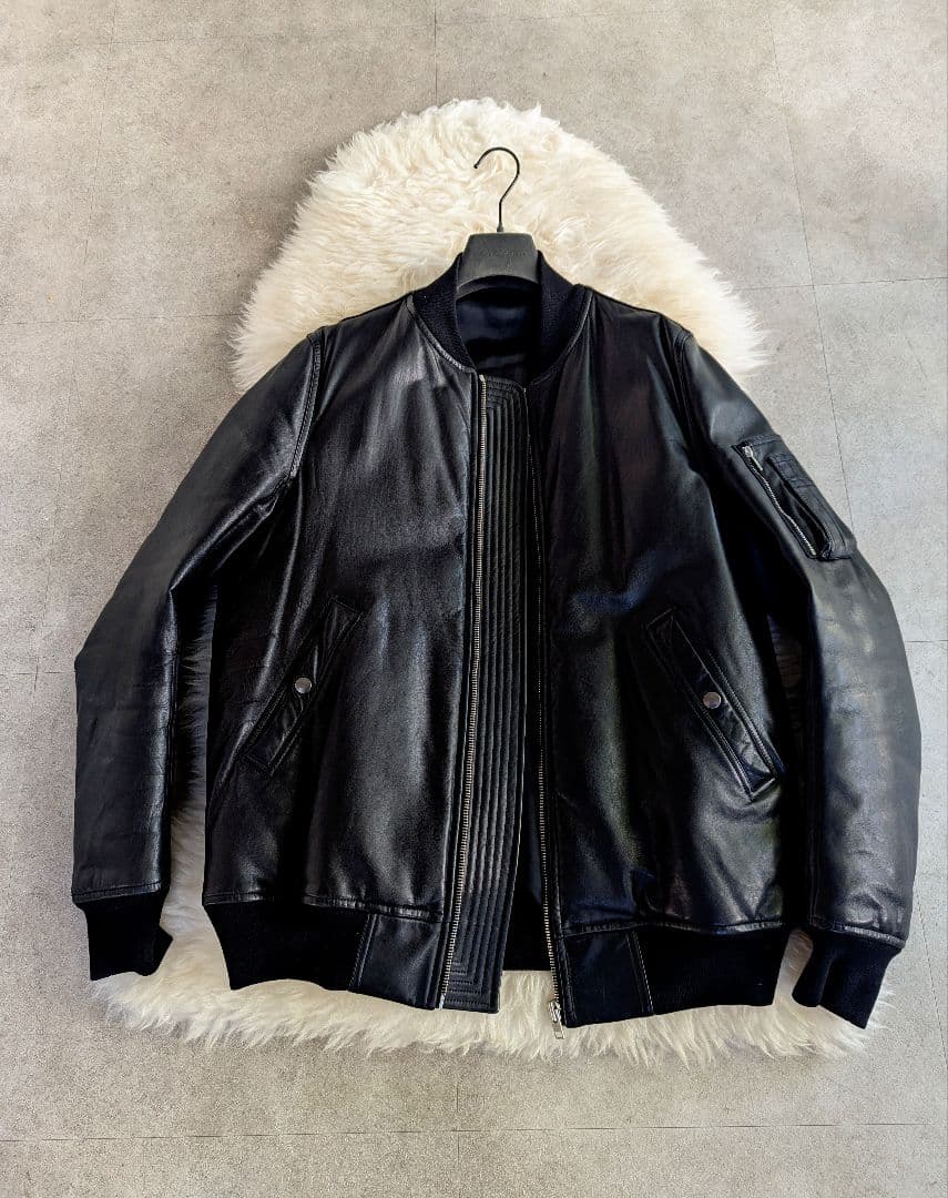 ゴ*ス様 稀少極美　リックオウエンス　カーフレザー　グース　パデッド　ボンバー