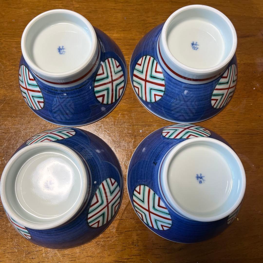 砥部焼　梅山窯　くらわんか　茶碗　4客