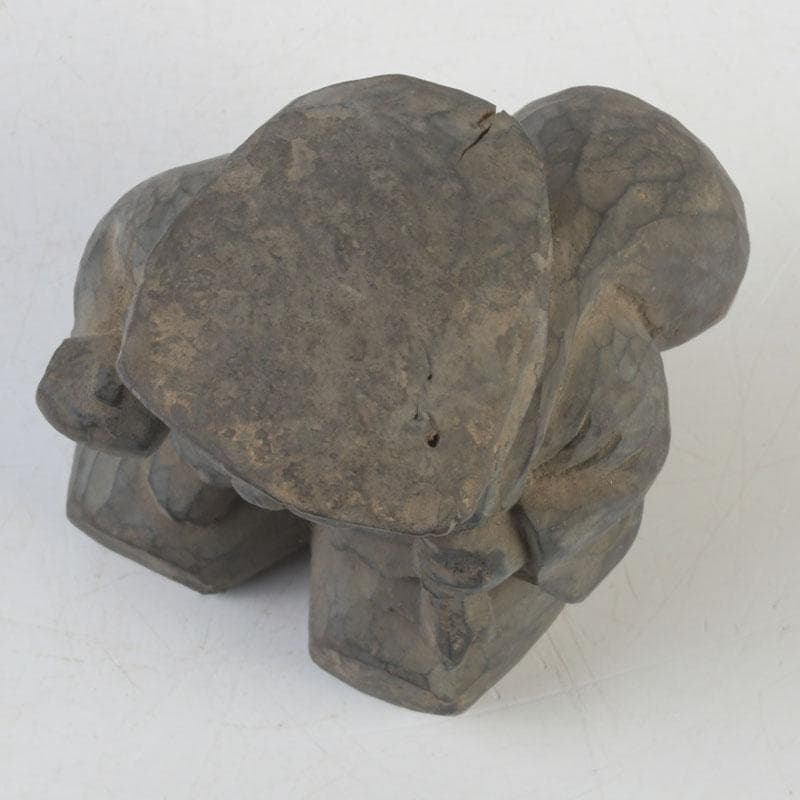 時代木彫　大黒天像　置物　書付時代箱　C　9877