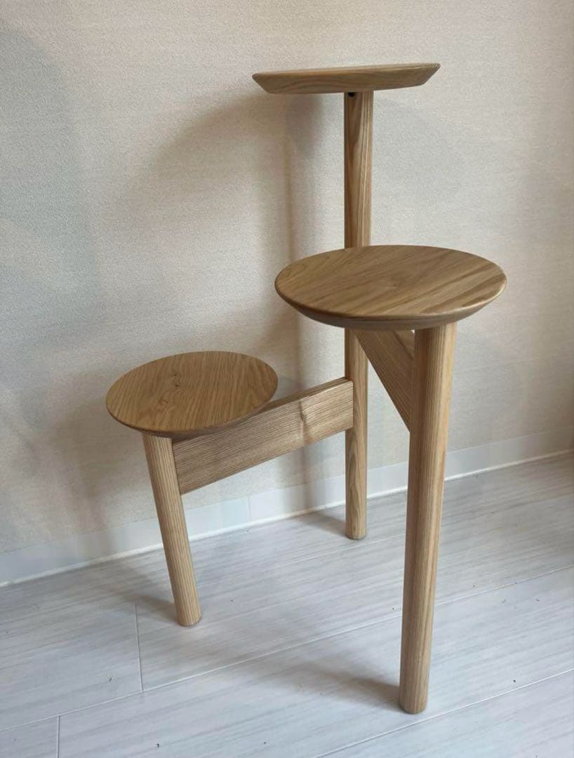 美品　旭川家具　MUKU工房　コサイン　プランスタンド　タモ材♡
