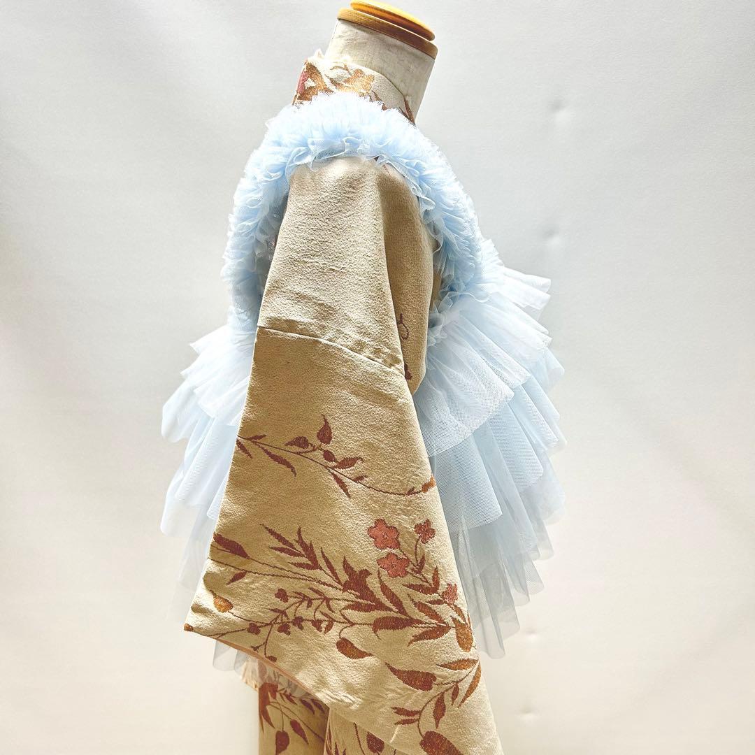被布エプロン【babyブルーフリル】　チュール被布　被布ドレス　チュールドレス