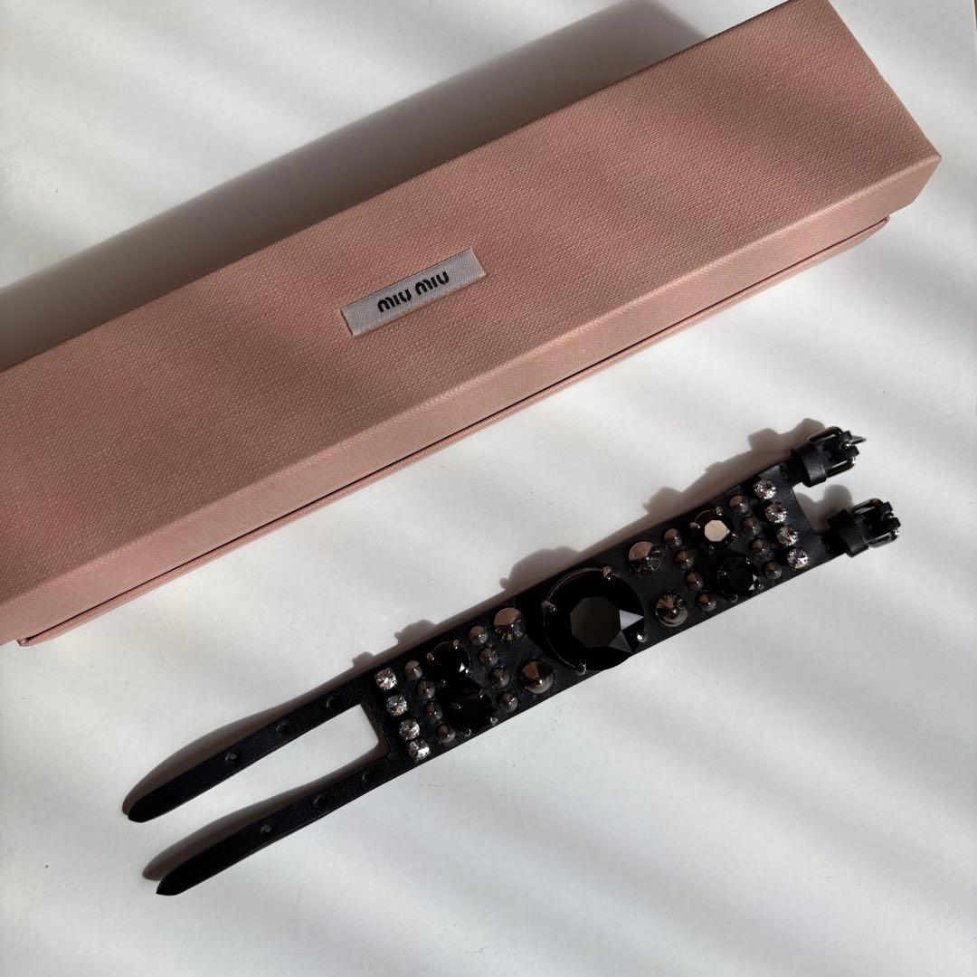 アクセサリー miumiu leather studs bangle / bracelet