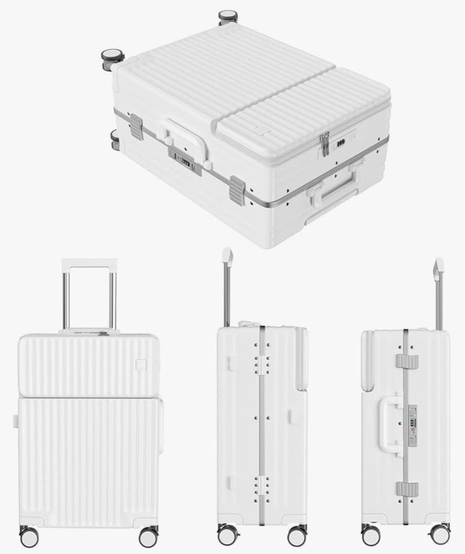 スーツケース 多機能 フロントオープン キャリーケース ストッパー付 大容量 Ｍ