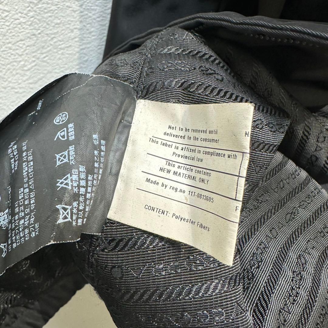 希少 PRADA 上質 Aライン ダブルブレスト モックネック ナイロン コート