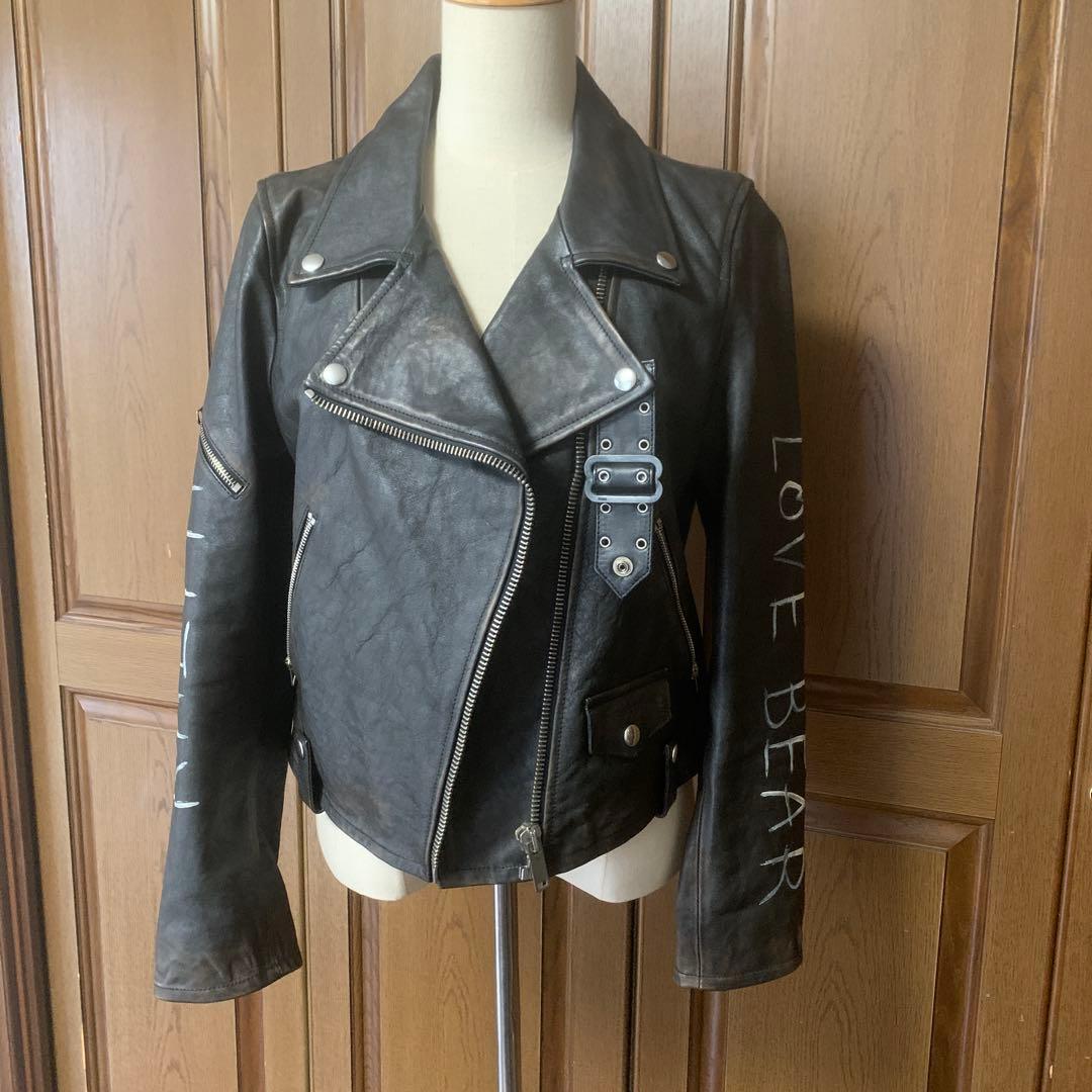 ゴールデングースブラックレザーライダースジャケット