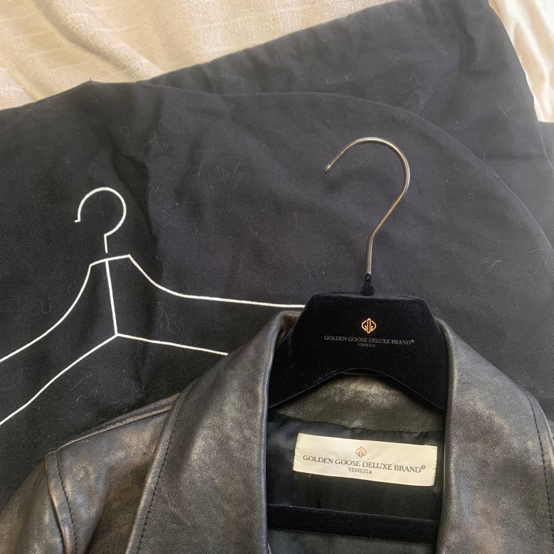 ゴールデングースブラックレザーライダースジャケット