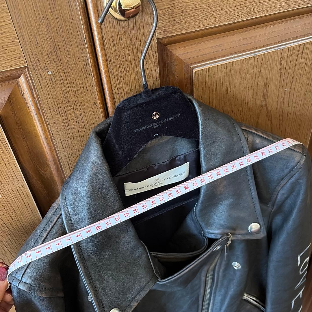 ゴールデングースブラックレザーライダースジャケット