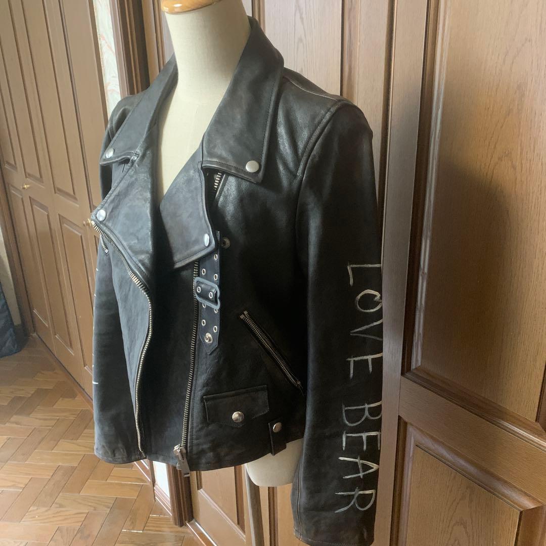 ゴールデングースブラックレザーライダースジャケット