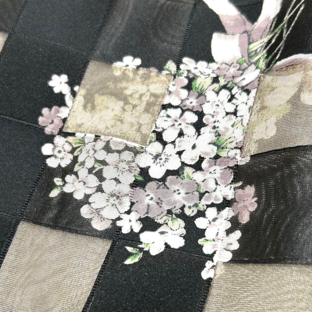 近年　エムズグレイシー　ブロックチェック　花柄 フレアスカート　オーガンジー　M