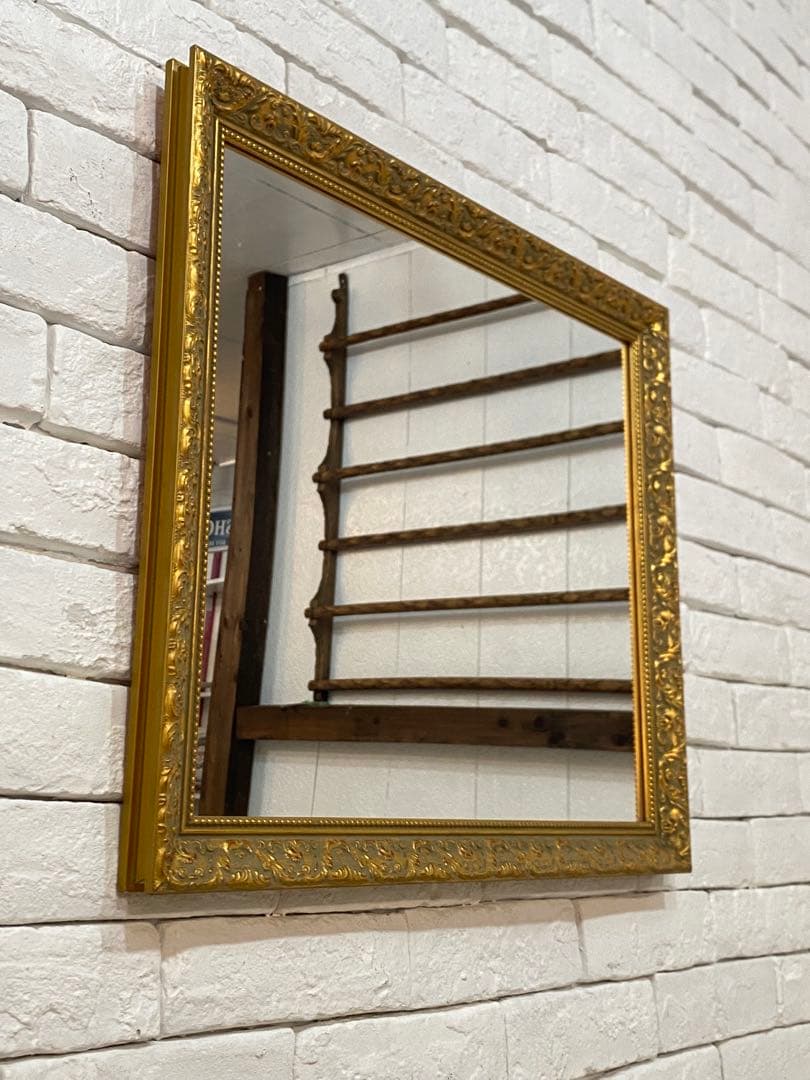 【ちぇる】高級　アンティーク　ゴールド　フレーム　ミラー　鏡