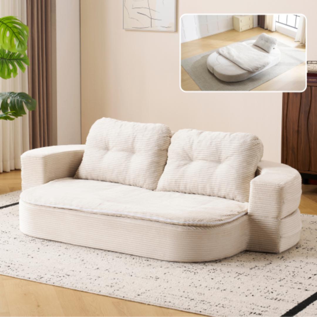 ソファベッド 組立て不要 2人掛け 1人掛け フロアソファ ローソファ 圧縮梱包