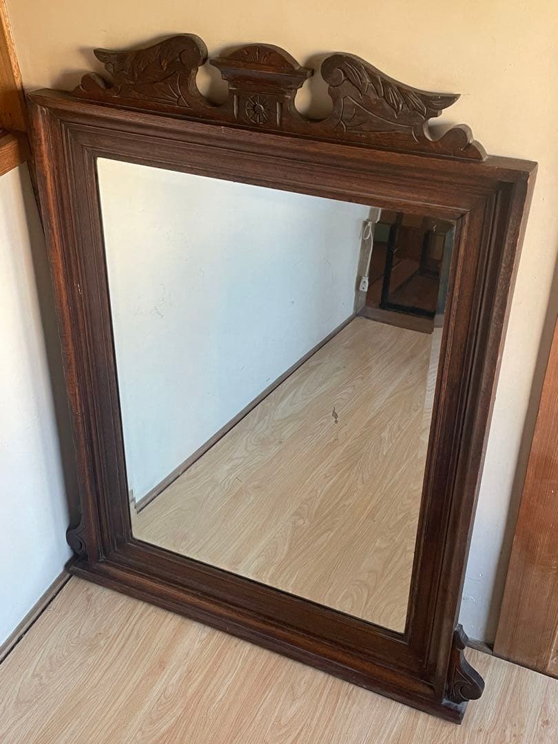 鏡 壁掛け ウォールミラー　アンティーク　木製　ヴィンテージ