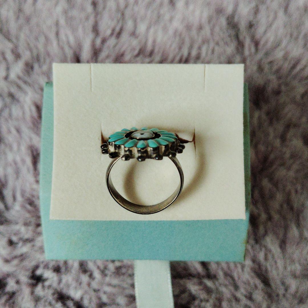 ☆インディアンジュエリー☆ターコイズ フラワーデザインリング