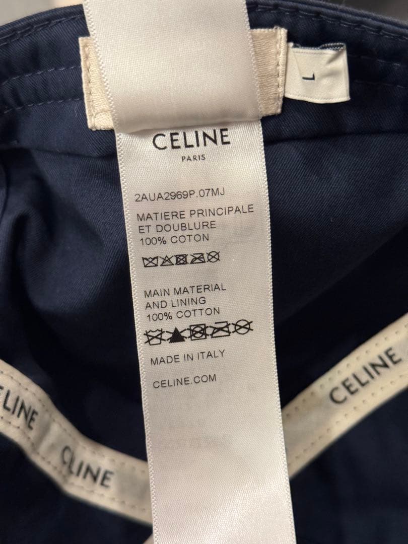 CELINE ネイビー　キャップ ゴールドバックル　L セリーヌ