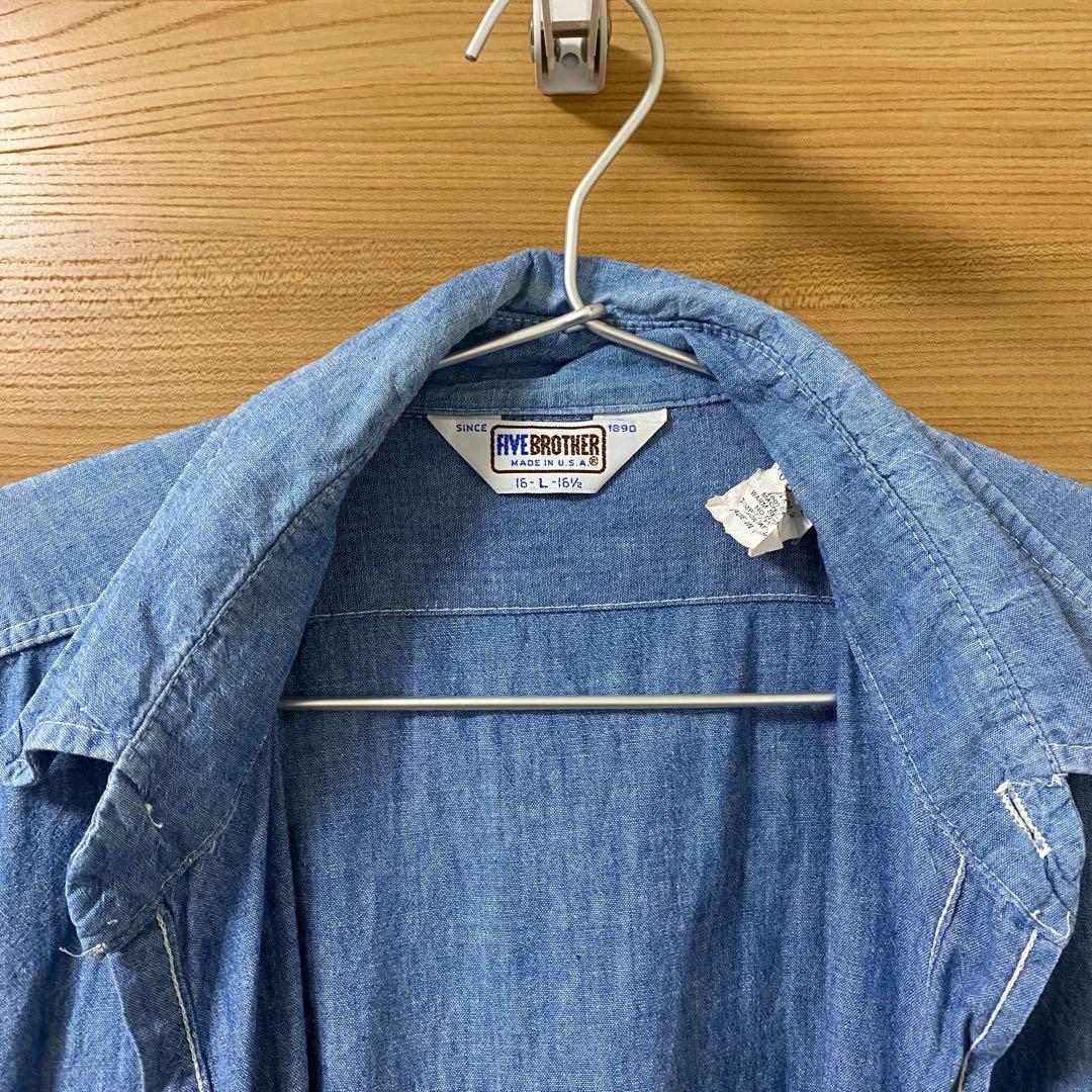 90's five brother USA製 シャンブレーワークシャツ L