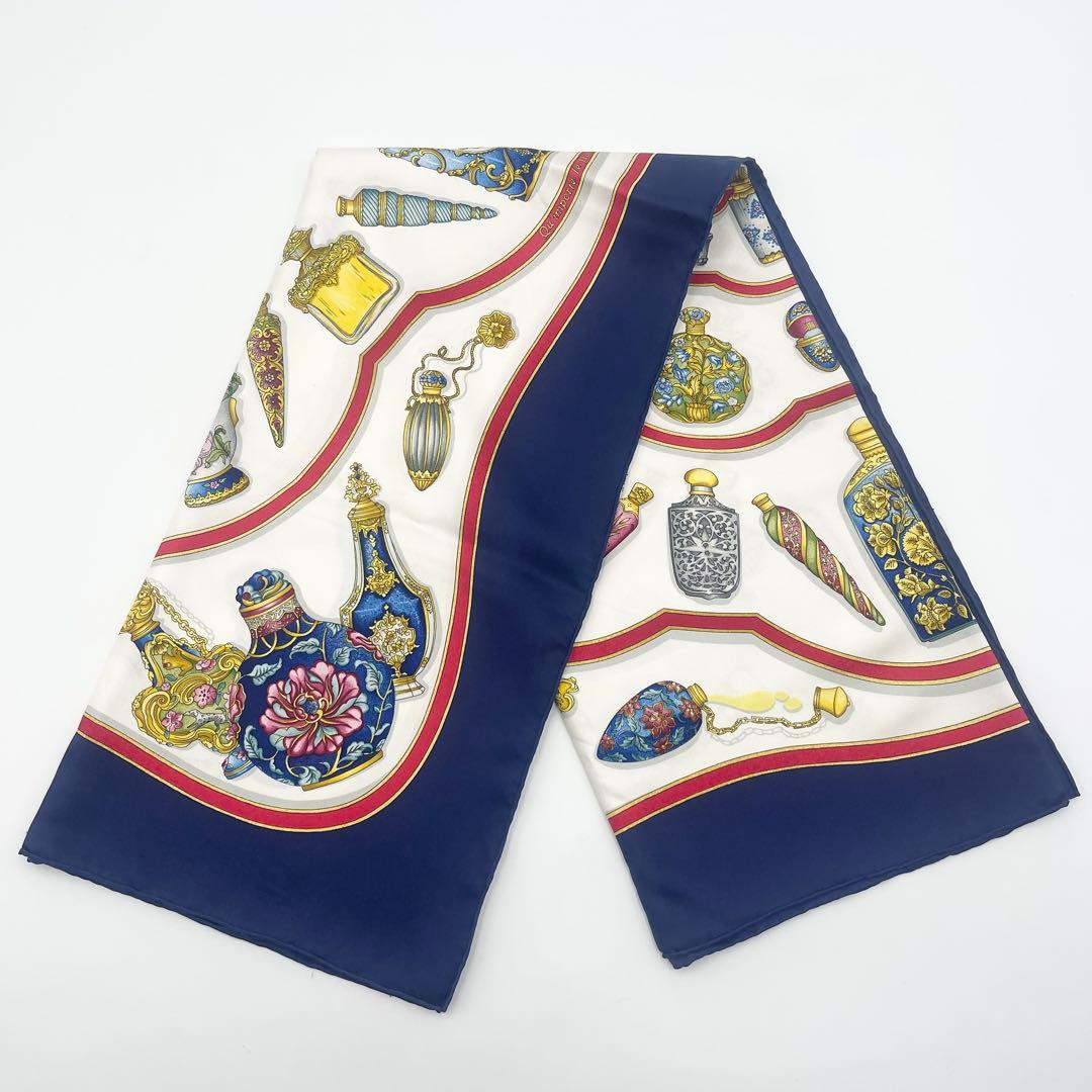 HERMES エルメス スカーフ カレ90 香水瓶 大判 シルク100%