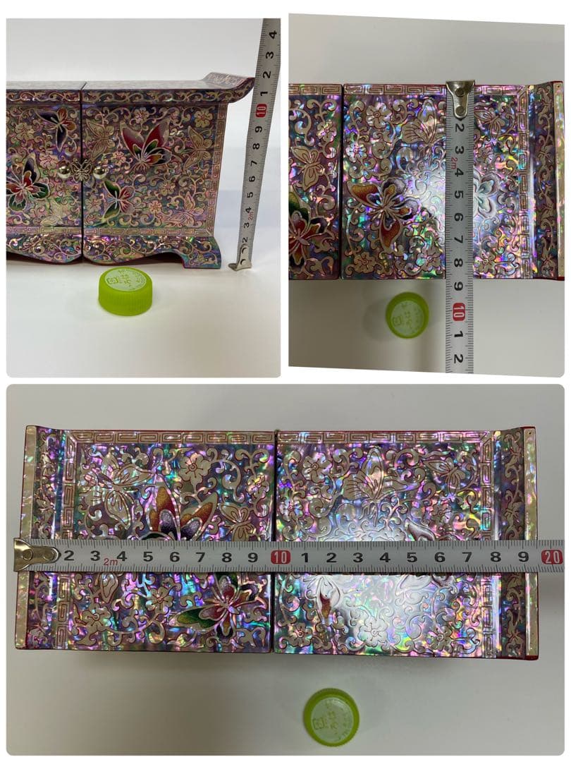 【新品】　韓国　螺鈿　微細ピンク系 宝石箱 伝統工芸　漆塗り 1点 ミニ箪笥