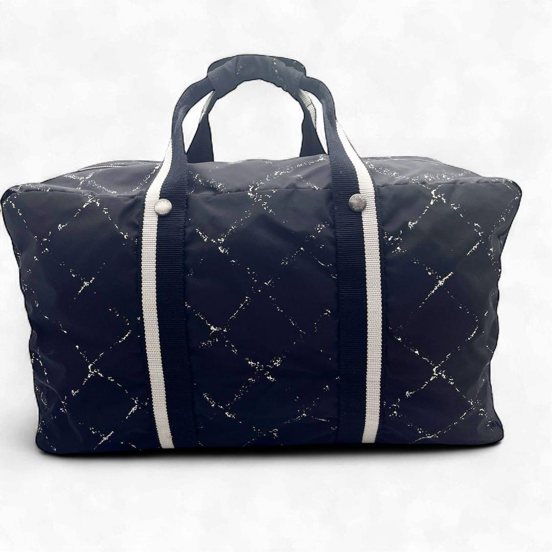 CHANEL シャネル 旧トラベルライン ボストンバッグ ブラック系